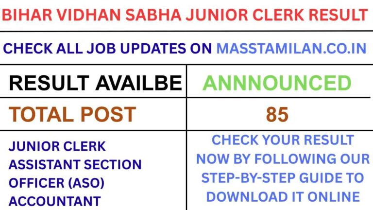Bihar Vidhan Sabha Junior Clerk Result