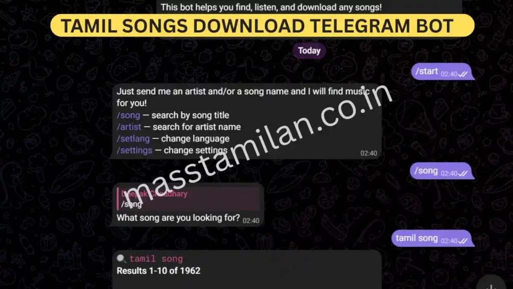Tamil Songs Download Telegram Bot